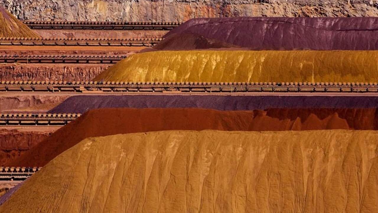 of iIron Ore piles at Parker Point, Dampier, Western Australia