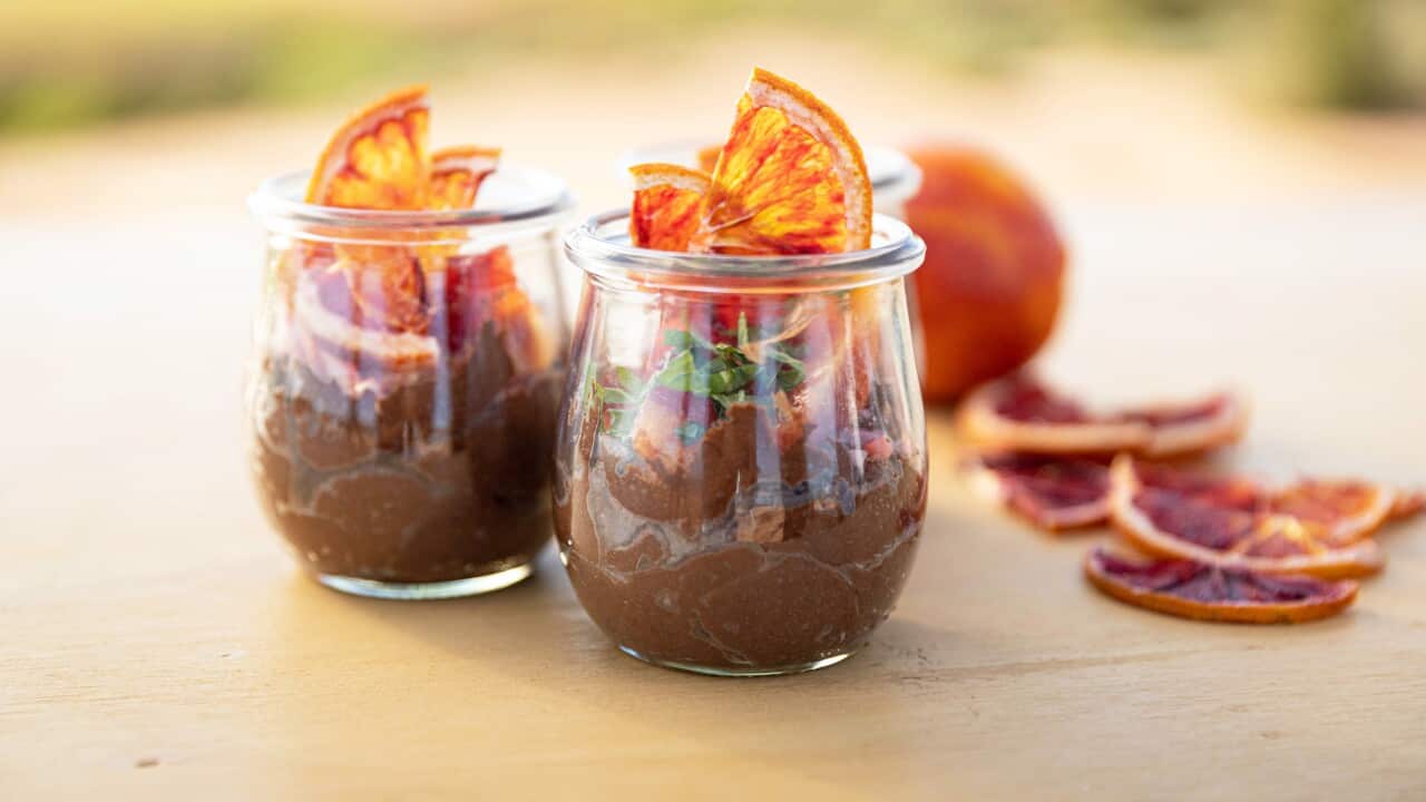 Vegan Chocolate Mousse with Blood Orange and Mint