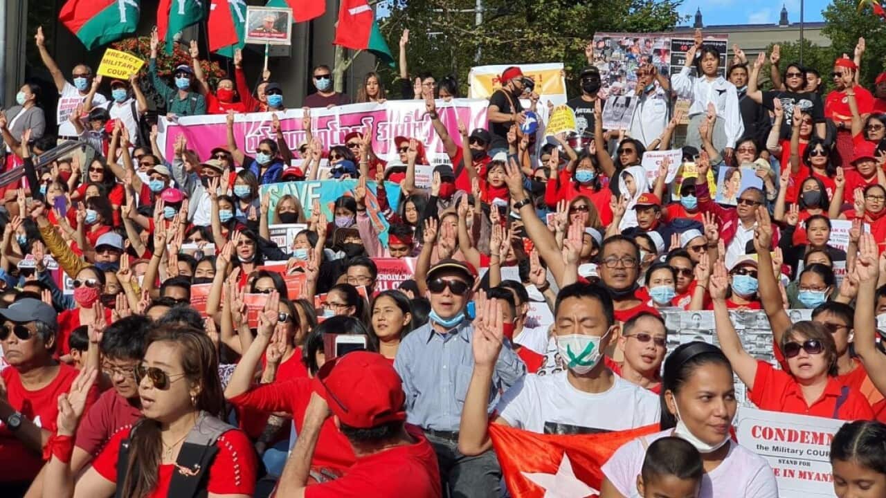 Protesters in Sydney gathering on Saturday