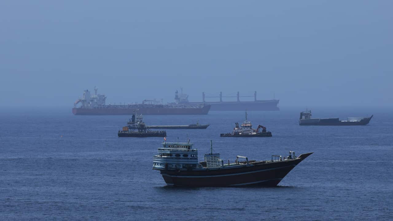 Six Commercial ships and oil tankers in Gulf of Oman.