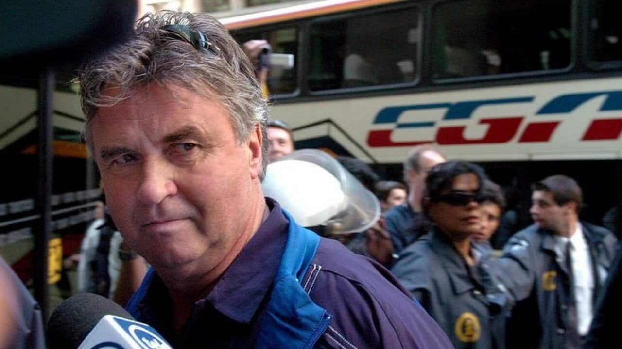 Former Australian national soccer team coach Gus Hiddink val Friday 11 November, 2005 at a hotel in Montevideo, Uruguay. Australia will face Uruguay tomorrow for a qualifying match for the Germany 2006 World Cup. EPA/Ivan Franco