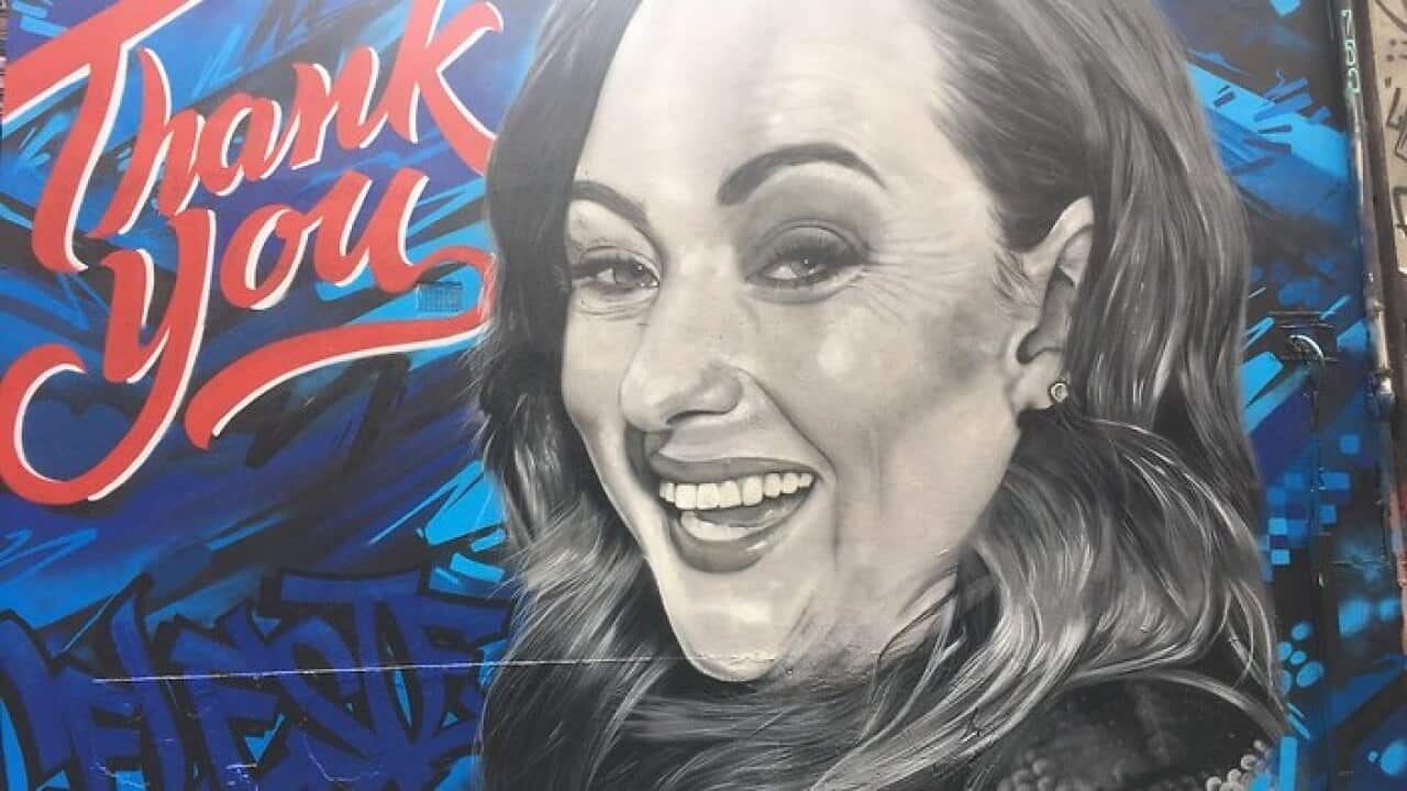 A mural of Celeste Barber has been painted in Melbourne's Hosier Lane.
