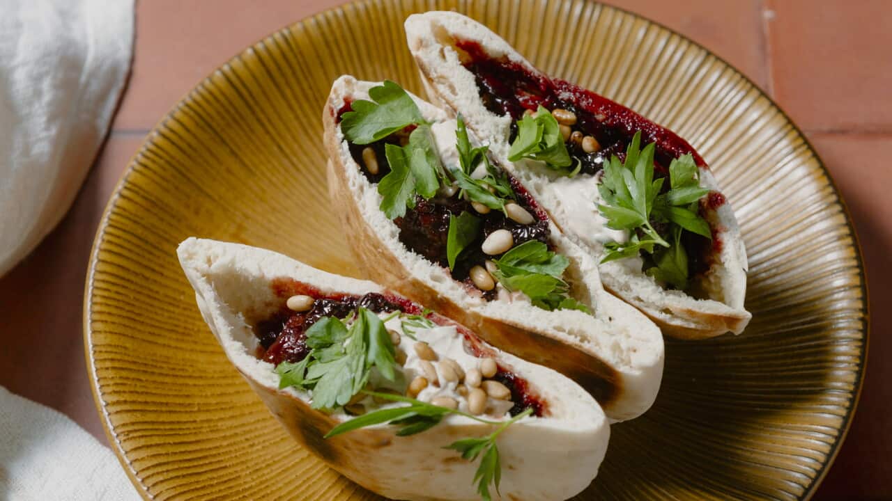 Sour cherry kebab sandwich