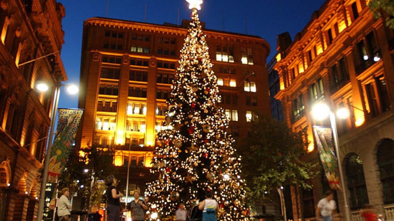 The decorative Christmas Tree in Martin Place in Sydney's CBD