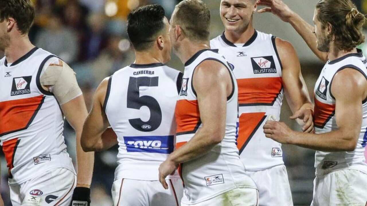 The Giants celebrate a goal.