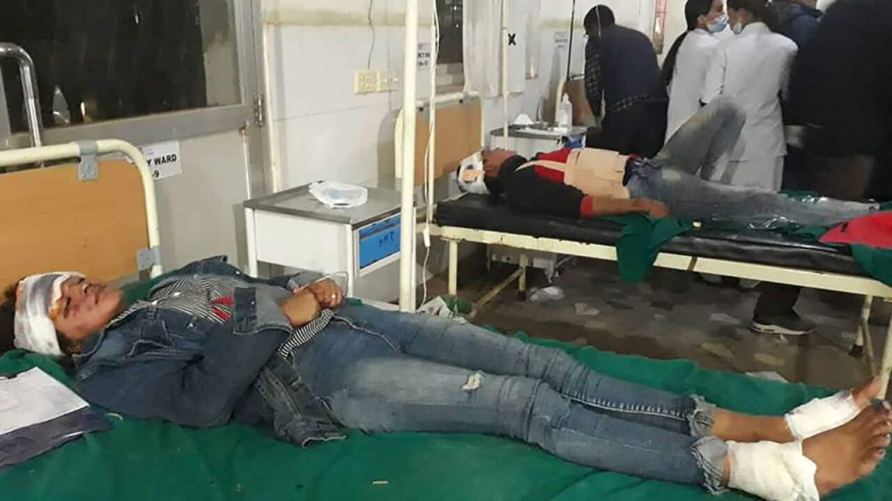 Injured Nepali passengers receive treatment at a hospital in Dang District, some 540 kilometres southwest of Kathmandu, on December 22, 2018.(AFP/Getty Images)