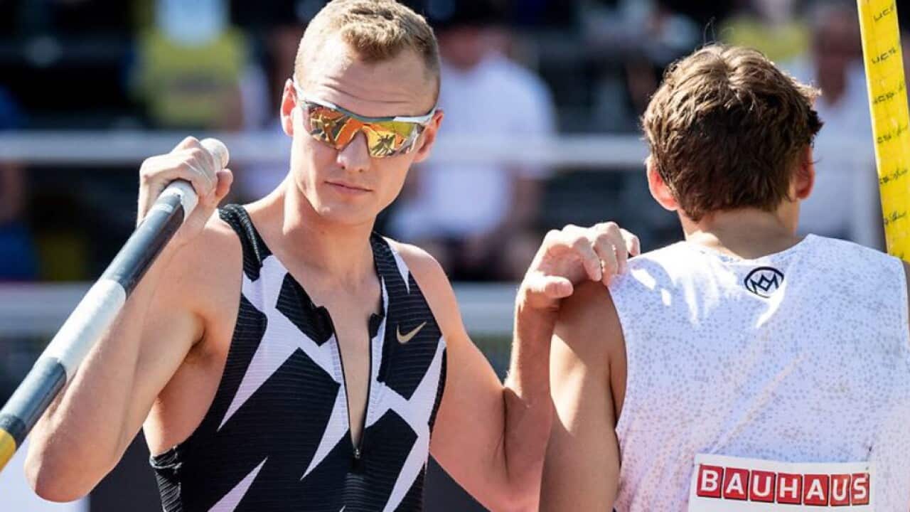 US pole vaulter Sam Kendricks, pictured at the Diamond League Track and Field meeting in Stockholm in July, has tested positive to COVID-19