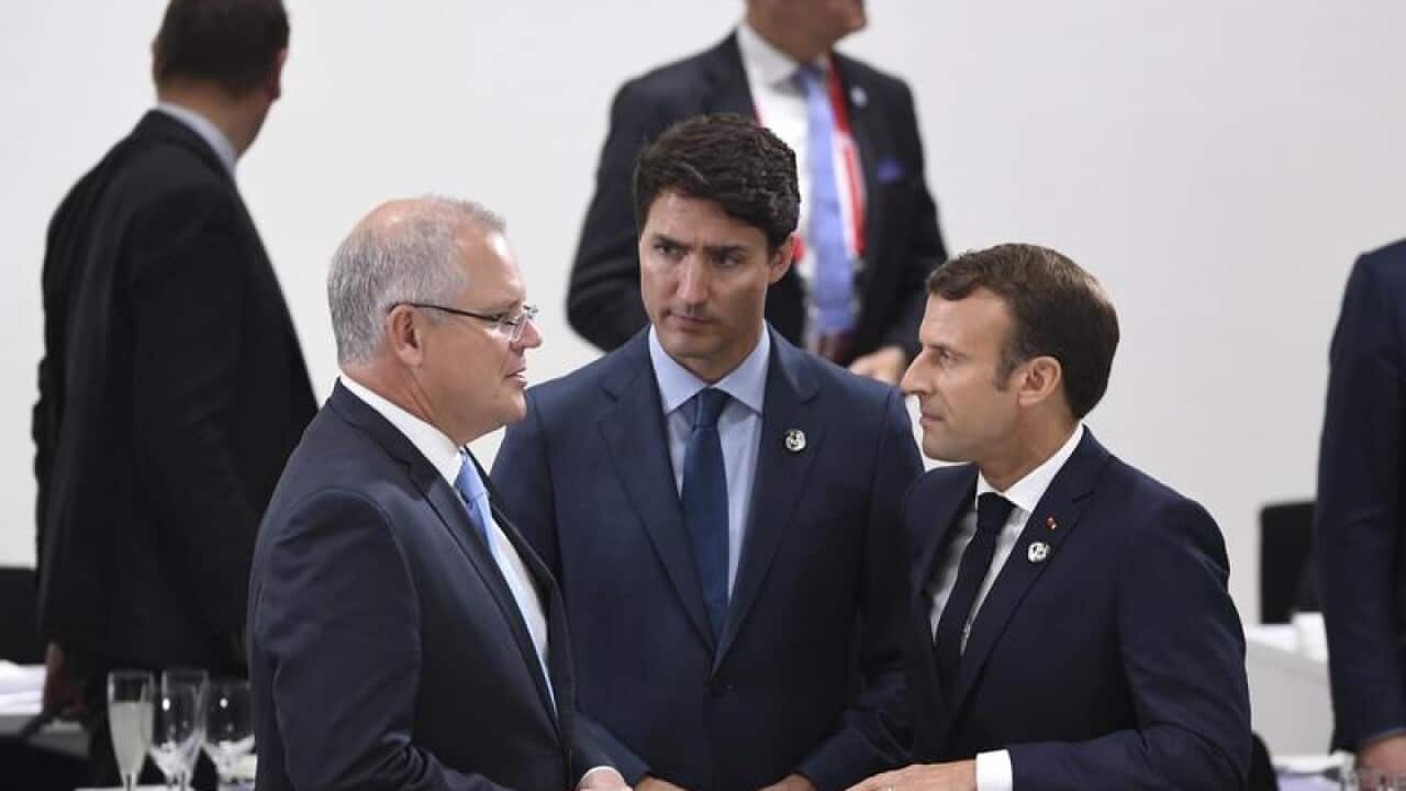 Scott Morrison, Justin Trudeau and Emmanuel Macron