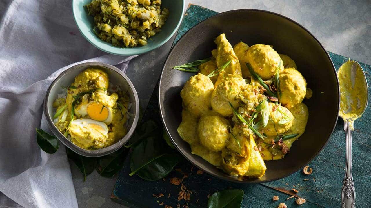 Sumatran egg curry with green sambal (gulai telur / sambal lado ijo)