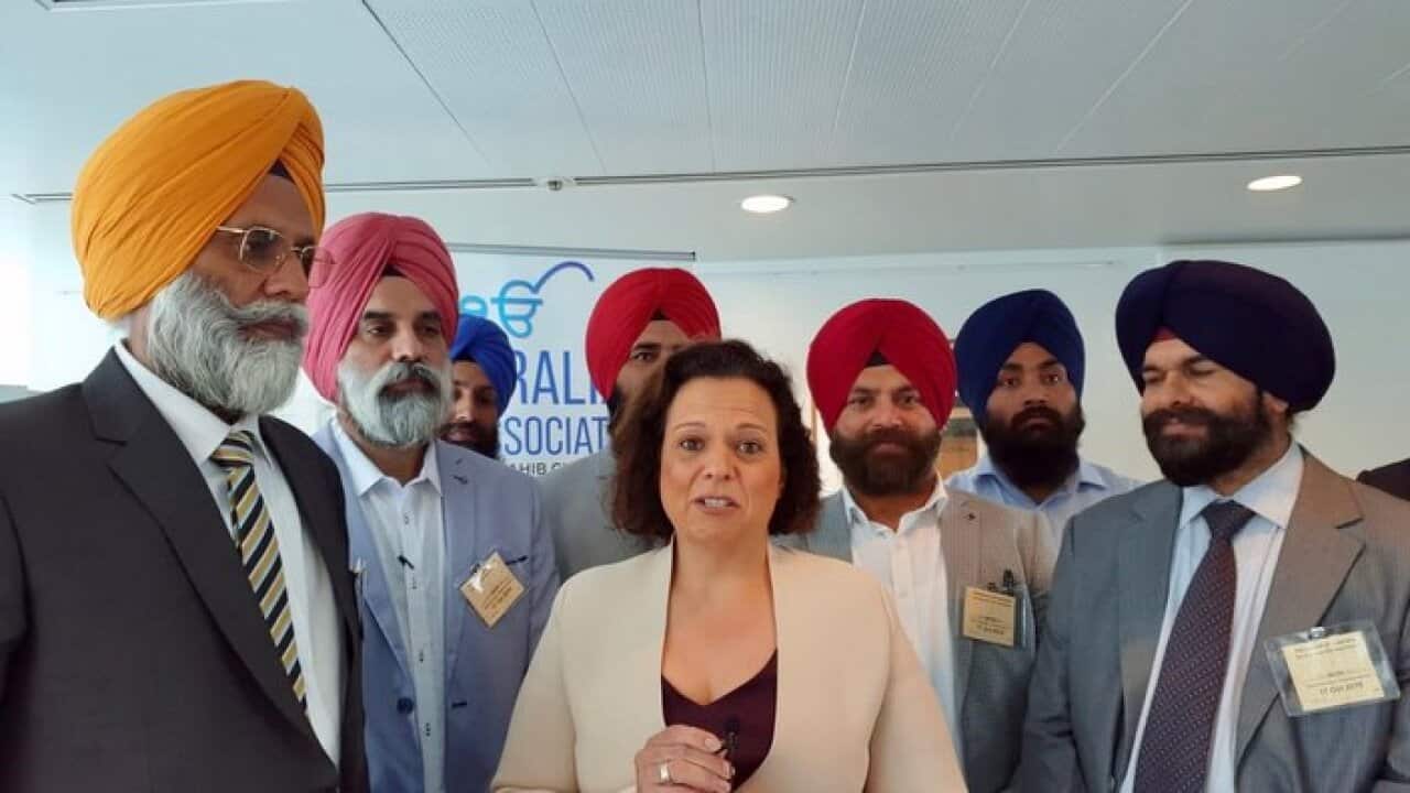 Shadow Communications Minister Michelle Rowland with members of Australian Sikh Association at Parliament House, Canberra on 17 October 2019