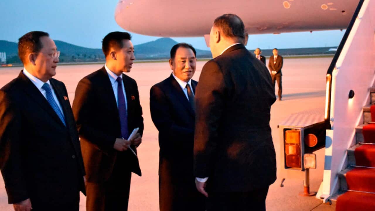 Senior North Korean officials farewell US Secretary of State Mike Pompeo in Pyongyang