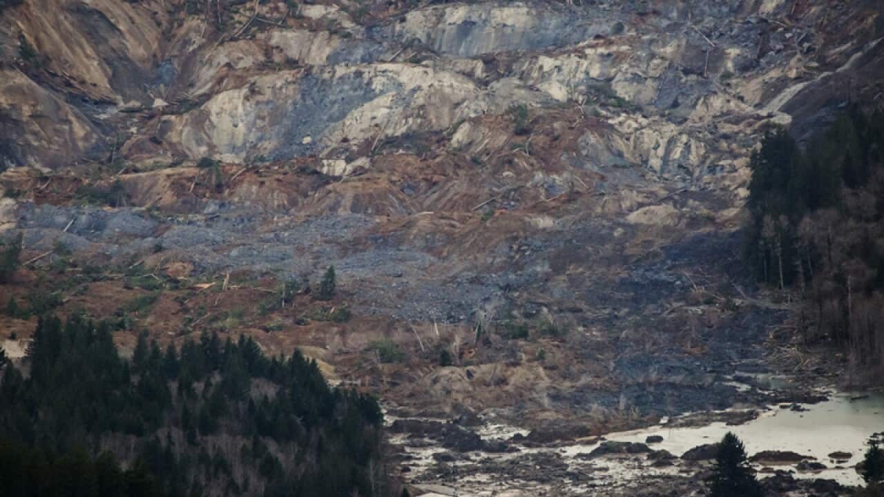 A landslide along State Route 530, northeast of Seattle