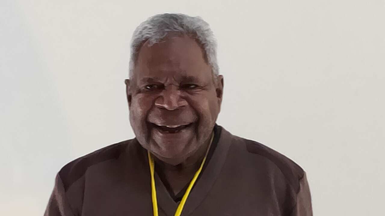 Uncle Claudede Beeron speakingat Melbourne Museum