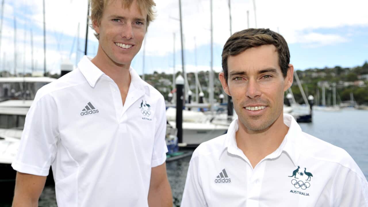 Australian 470 sailors Mat Belcher (R) and Will Ryan