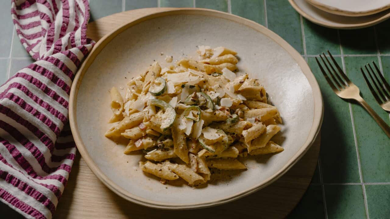 Zucchini and bacon pasta