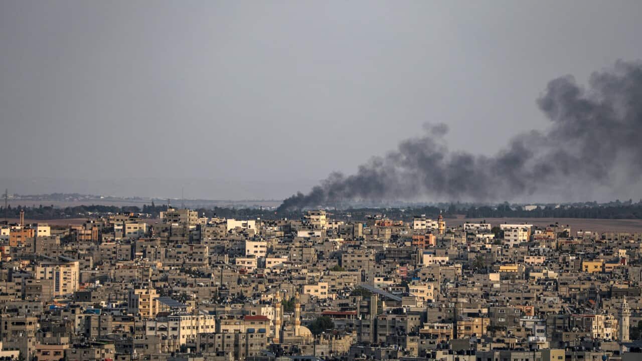Smoke coming from a city skyline