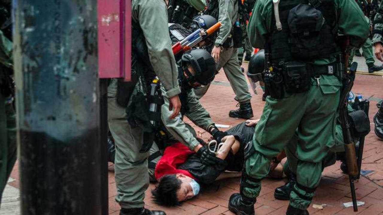 Hong Kong police arrest a protester