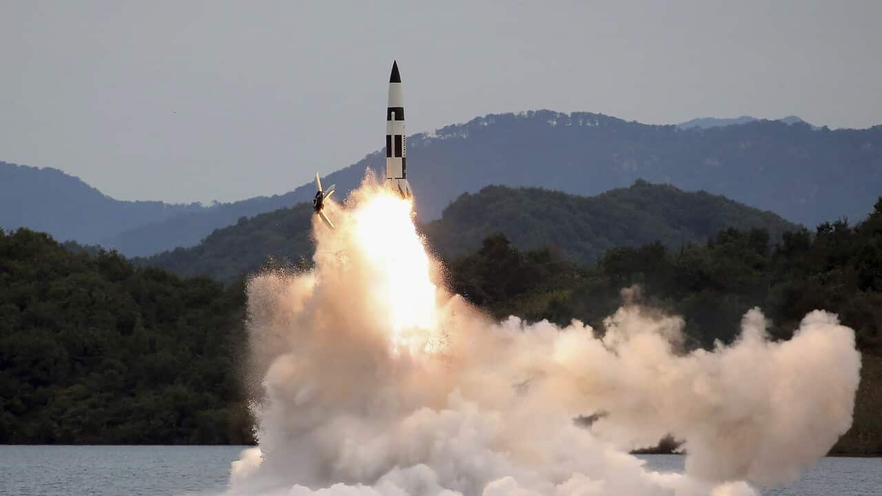 A missile test conducted by the North Korean military.