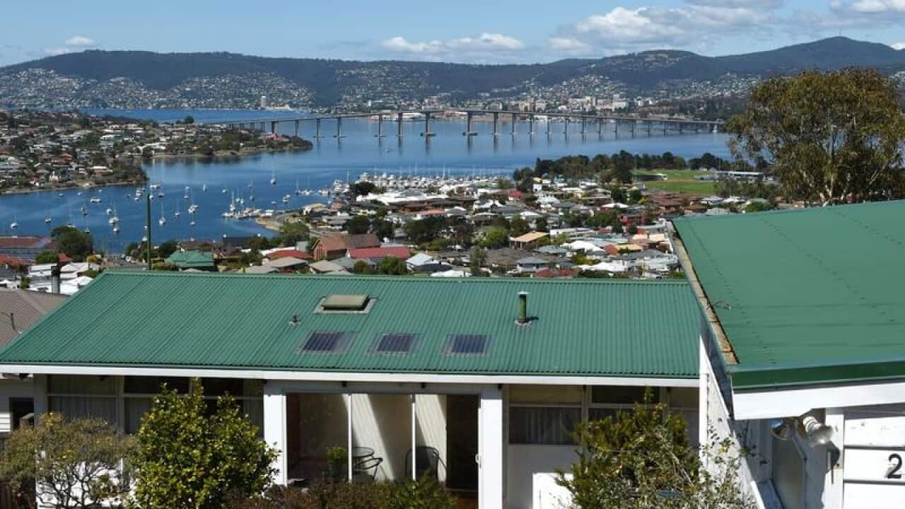Property over looking the Tasman Bridge and Hobart in Tasmania,
