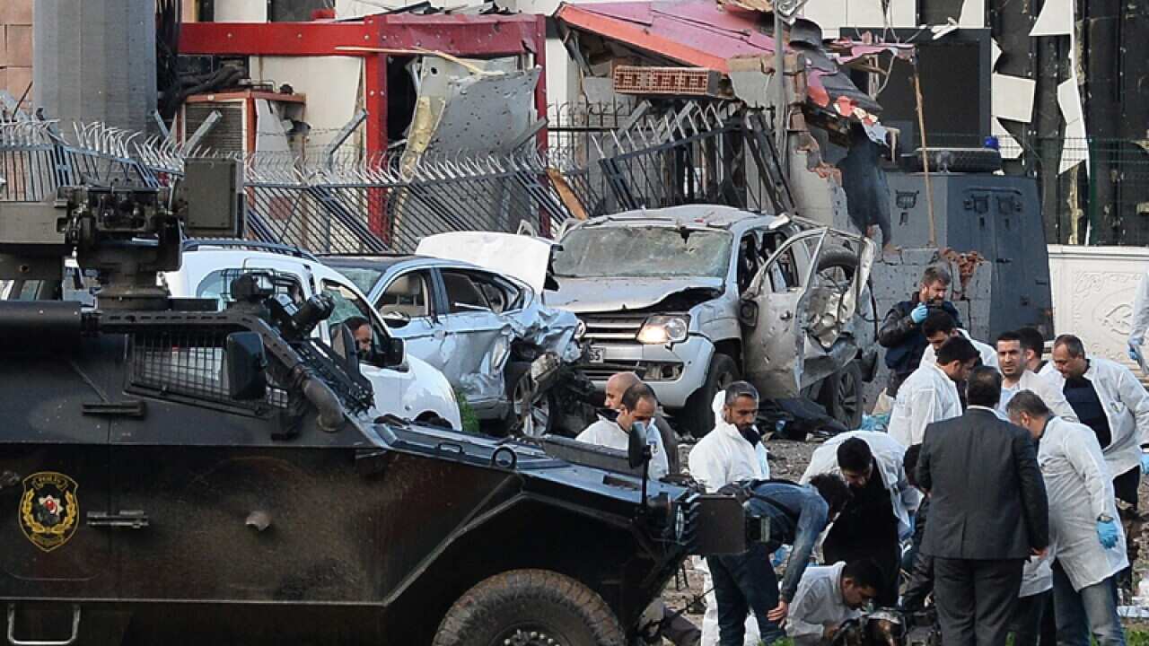 the area after an explosion in Diyarbakir.