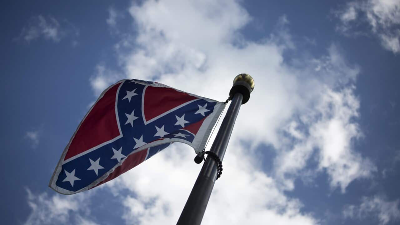 The Confederate flag at the South Carolina State House Building in Columbia, South Carolina, USA (EPA/JOHN TAGGART)
