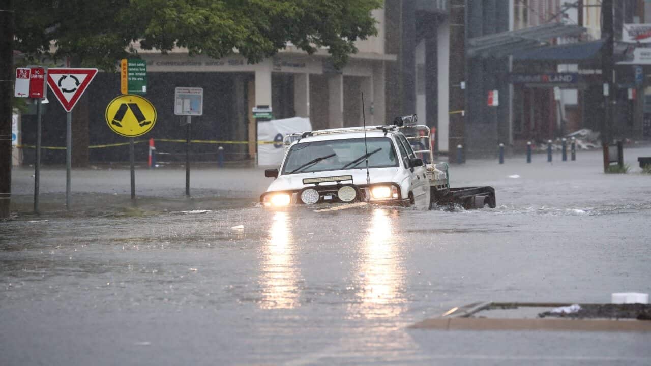 Flooded scenes in Molesworth St, Lismore in March