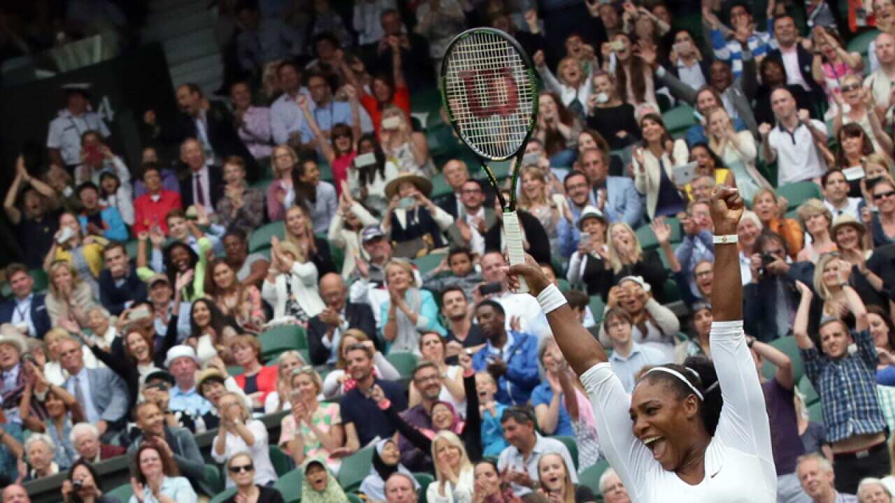 Serena Williams of the U.S celebrates