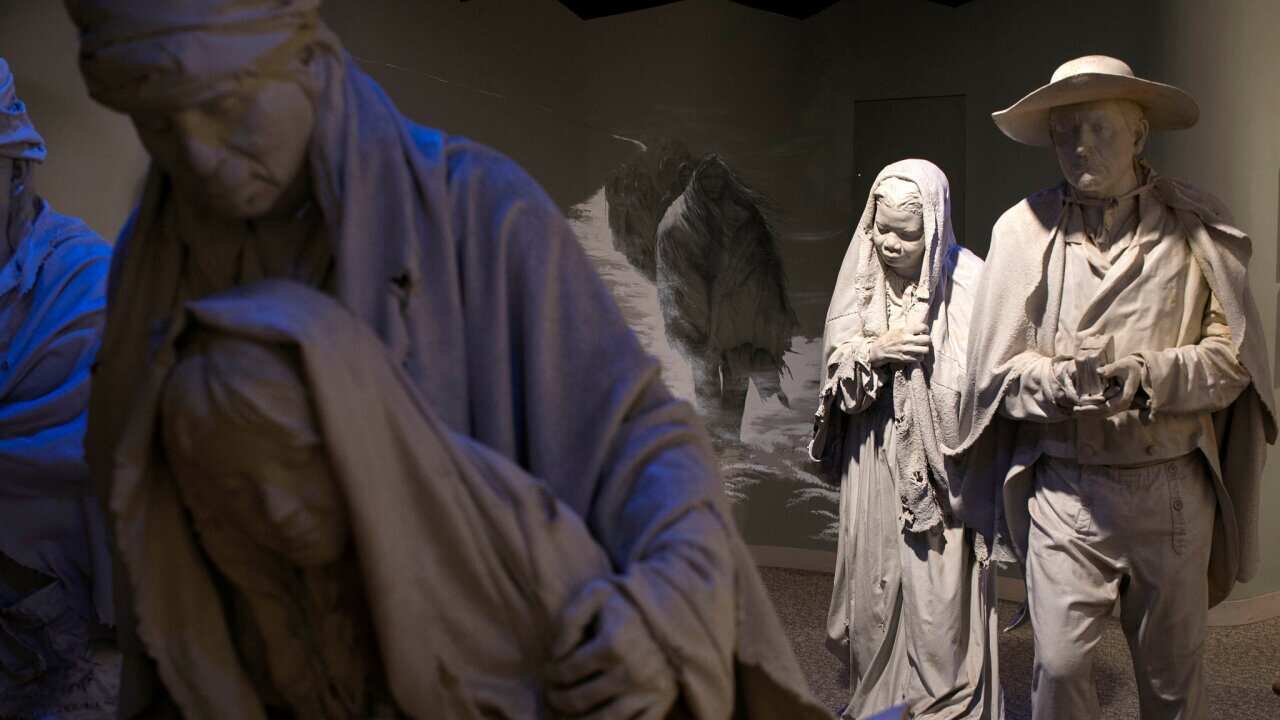 A 2017 exhibition on the Trail of Tears at the Cherokee Heritage Center in Tahlequah. Some 15,000 Native people died during the journey.