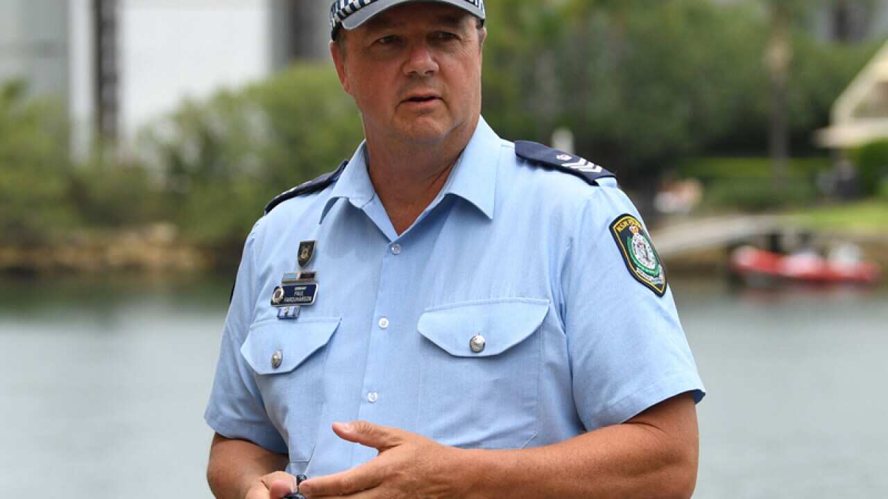 Sergeant Paul Farquharson during a press conference in Balmain