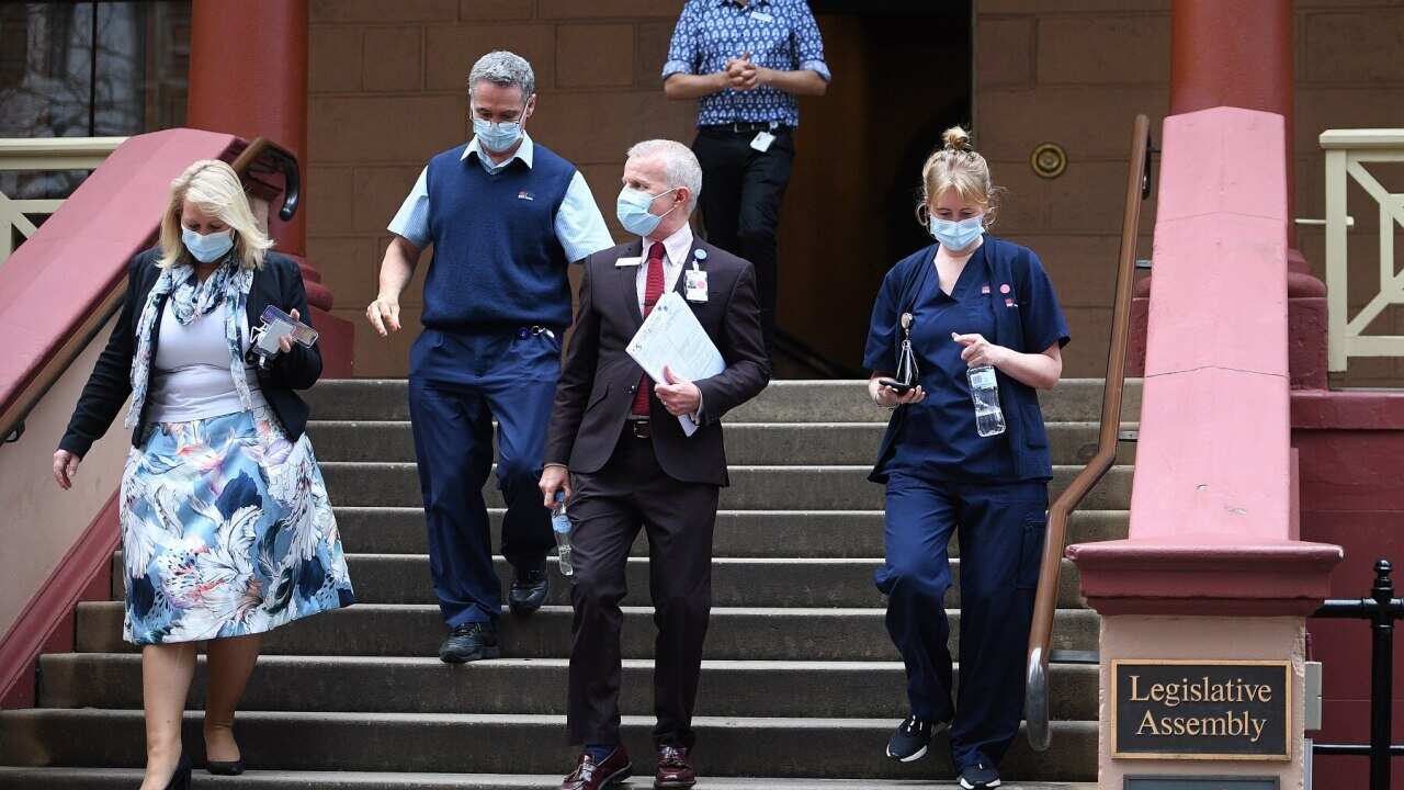 NSW Health staff leave NSW State Parliament. Agriculture minister Adam Marshall has tested positive