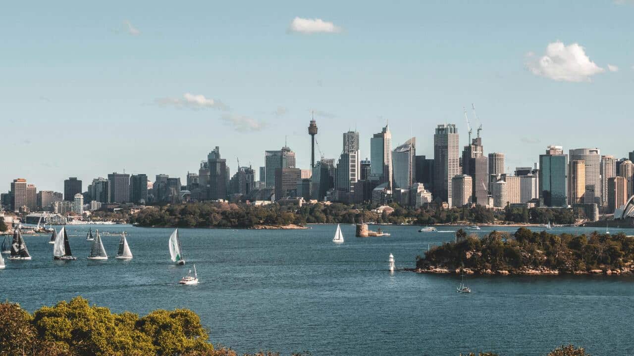 A view of skyscrapers in Sydney, Australia.