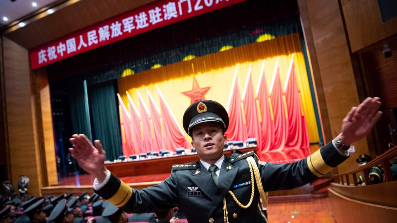 Chinese People's Liberation Army celebrates the 20th anniversary of their entrance into Macau in south China's Macao Special Administrative Region.