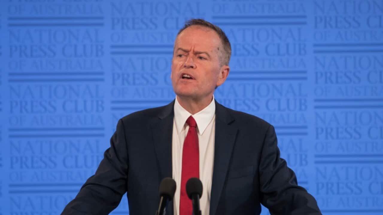 Federal Opposition Leader Bill Shorten delivers his address to the National Press Club in Canberra, Tuesday, January 30, 2018.