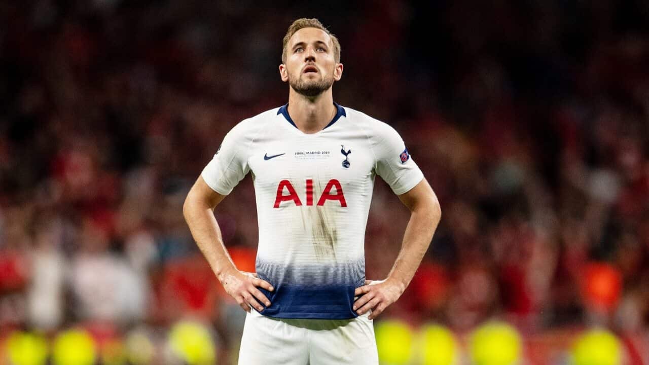 Harry Kane reacts during a Tottenham Hotspur match