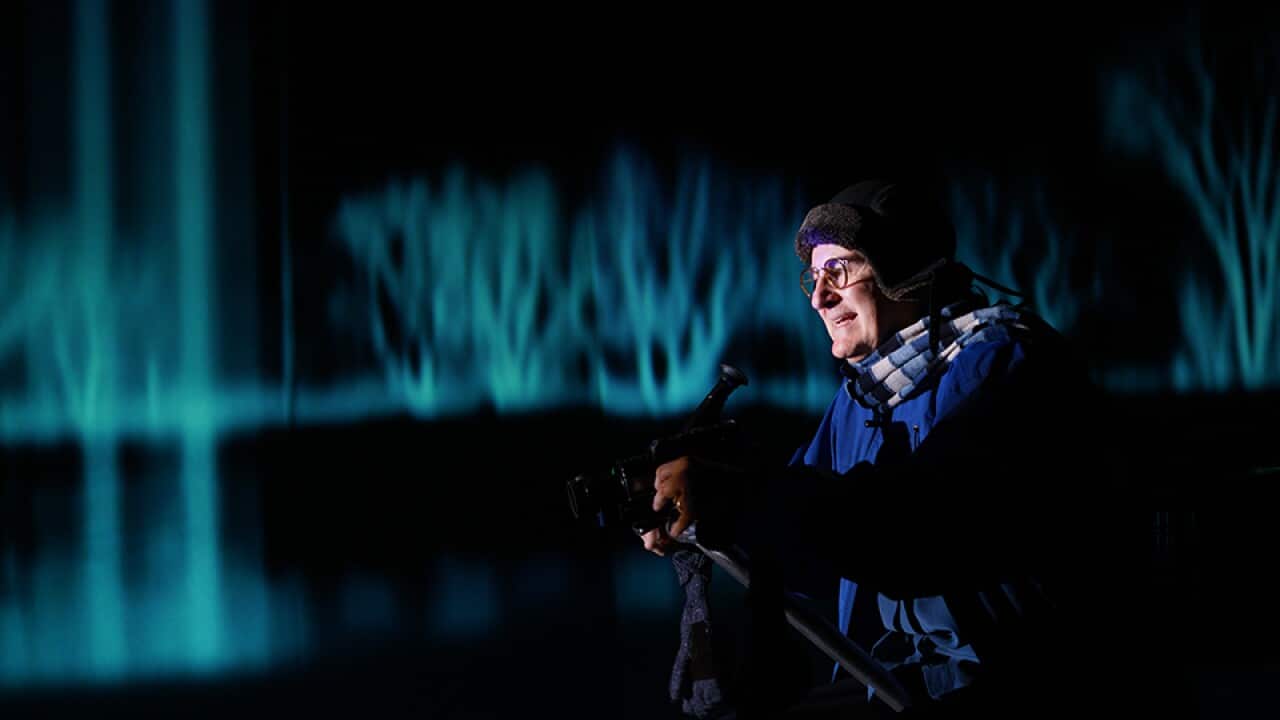 Actor Yves Jacques in the play Far Side of the Moon