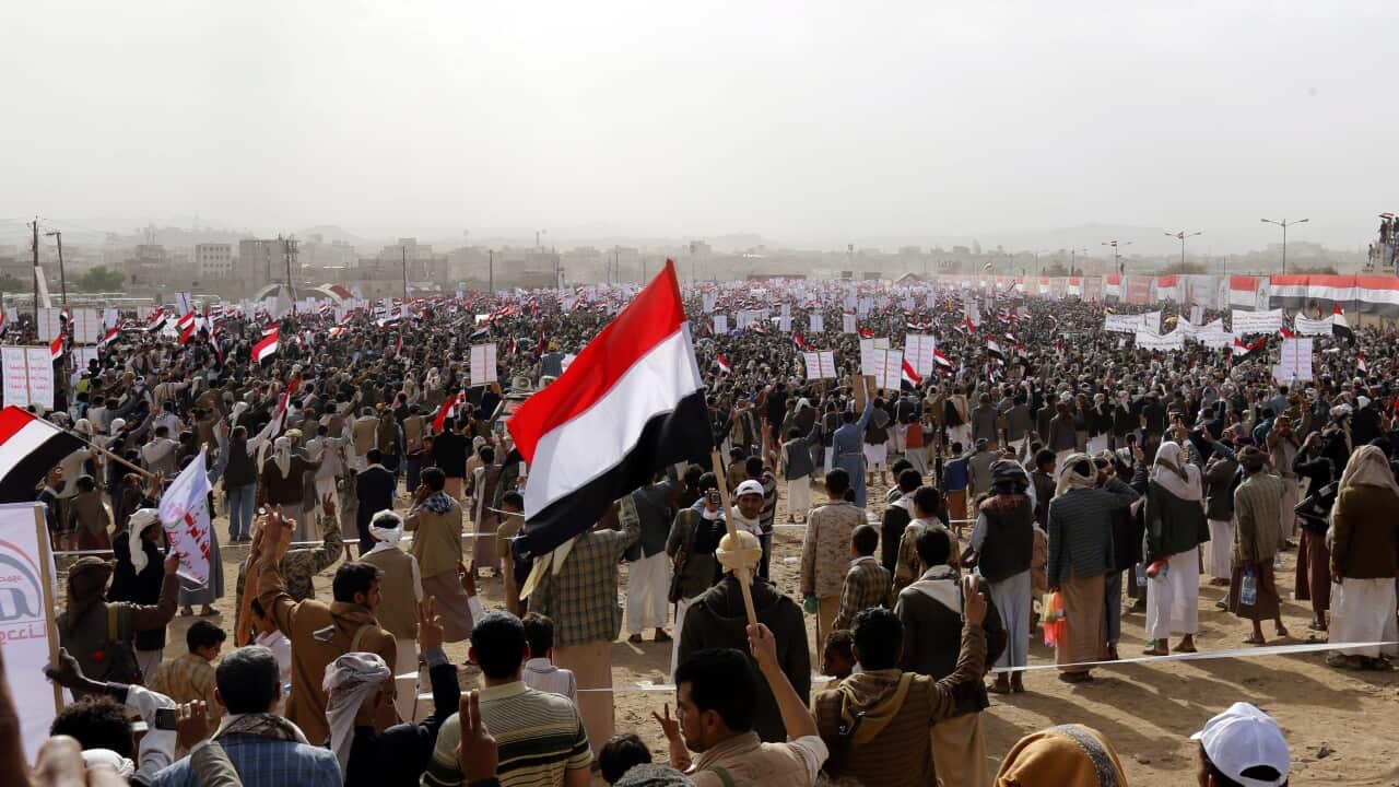 File image of supporters of the Shiite Houthi movement