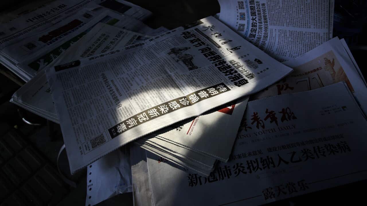 A file photo of a Chinese newspaper