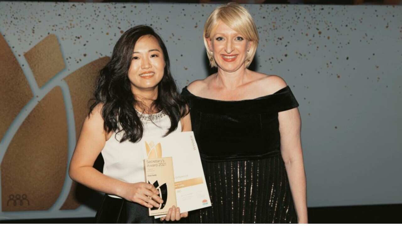 Chen Curtis with Secretary Emma Hogan