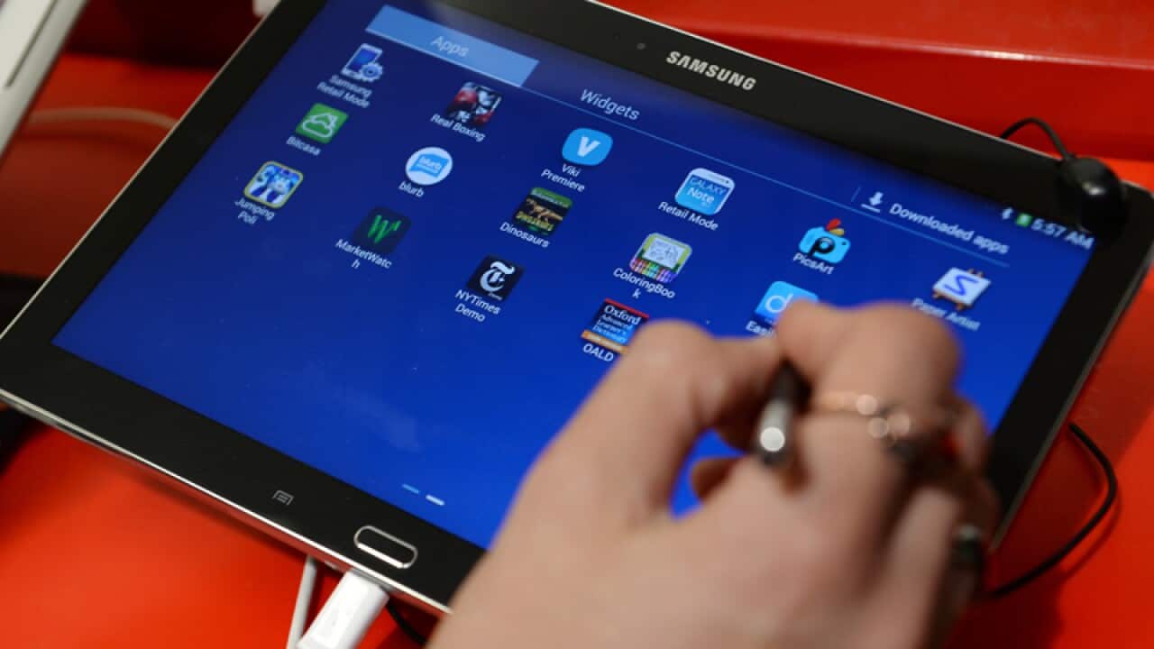 A stock image of a Samsung Android tablet computer
