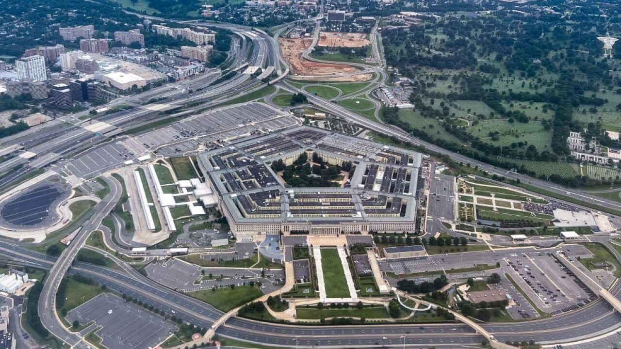 Aerial view of the Pentagon building