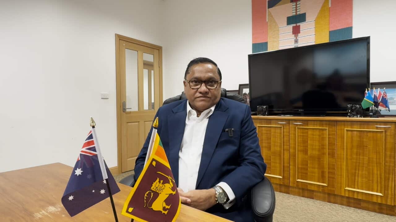 SBS Sinhala Sri Lanka Foreign Minister Vijitha Herath in Canberra by Kassapa Senarath 02062026.jpg