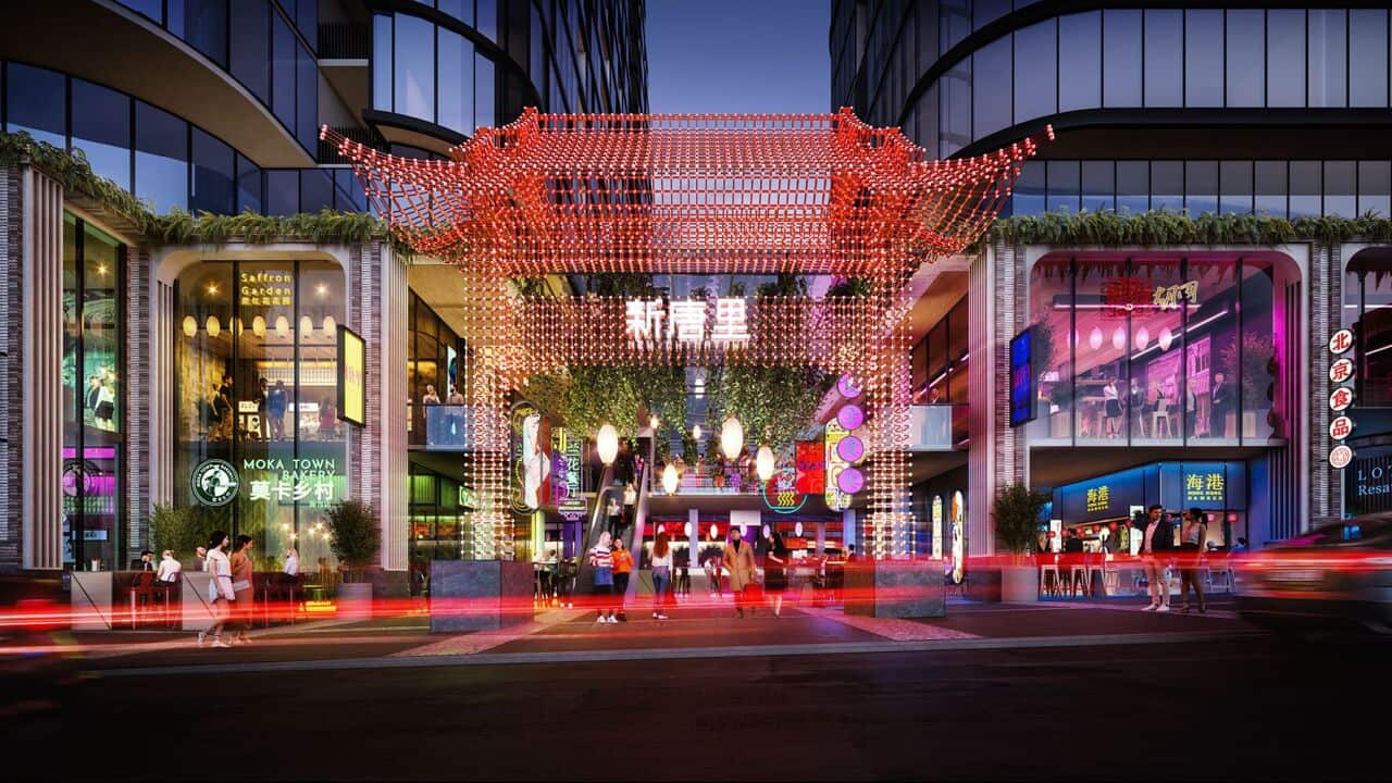 Artist impression of Melbourne's second Chinatown, Sky-Village Podium Facade