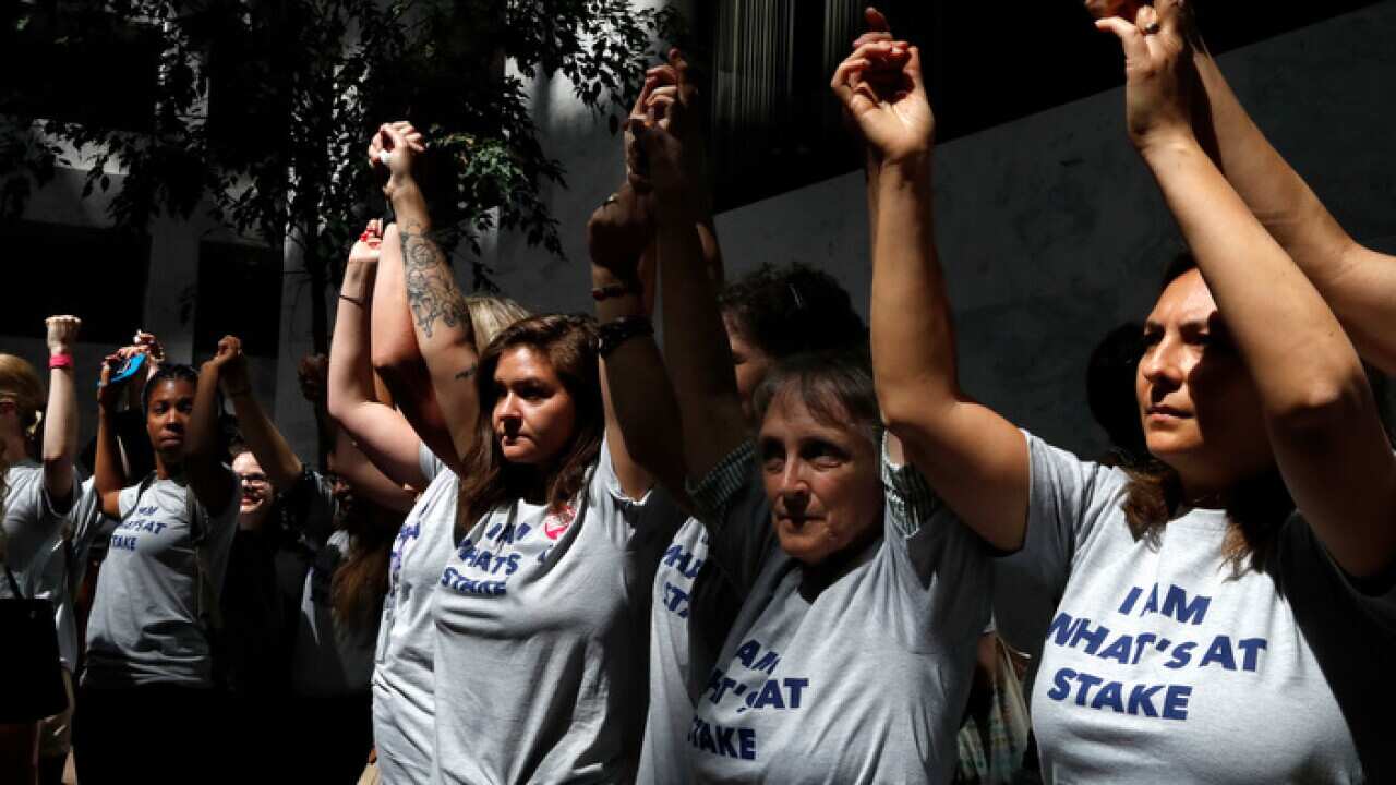 Protests outside the hearings for Brett Kavanaugh