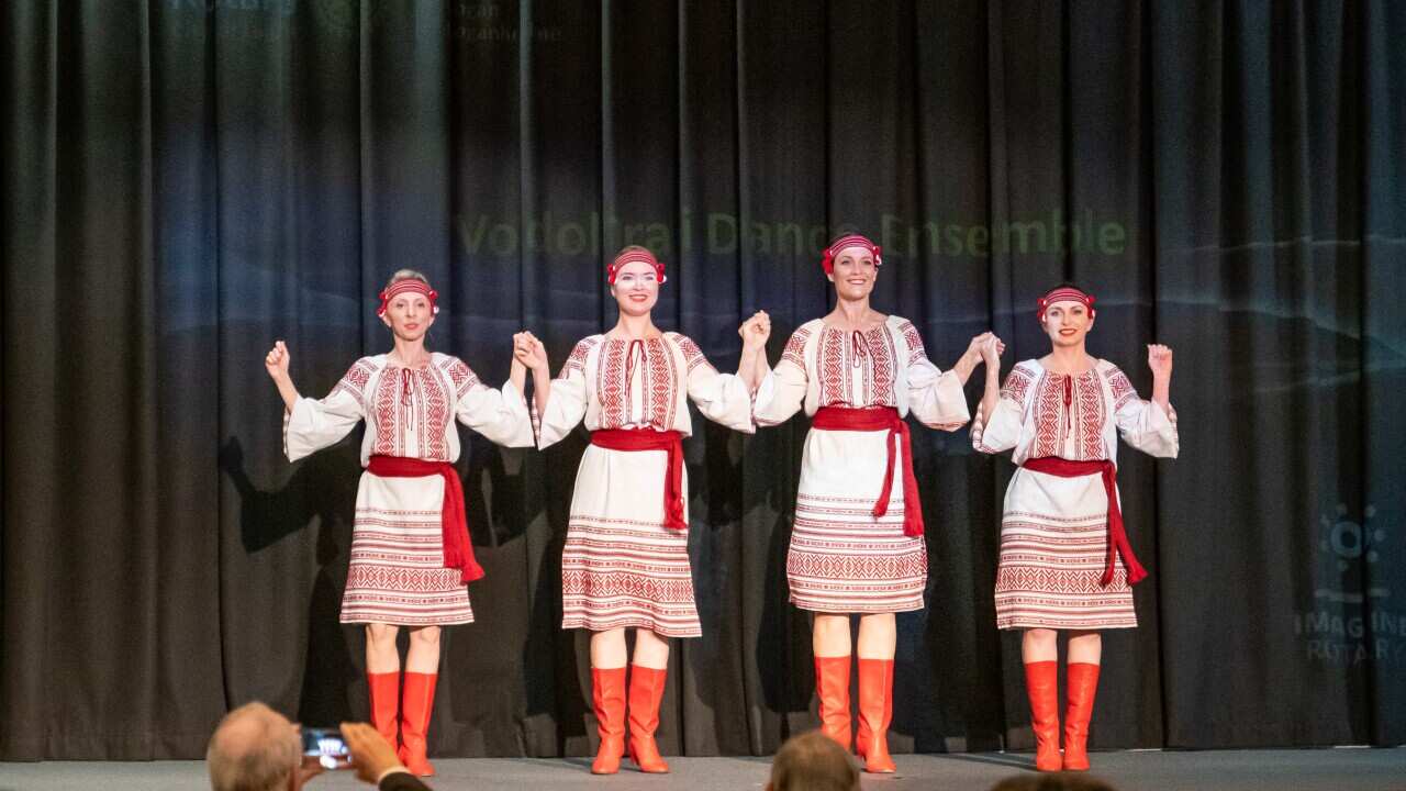 Brisbane-based dance ensemble Vodohrai performed a traditional Ukrainian folk dance at last year’s fundraising dinner for the Rotary Foundation’s fund supporting Ukrainian refugees.jpg