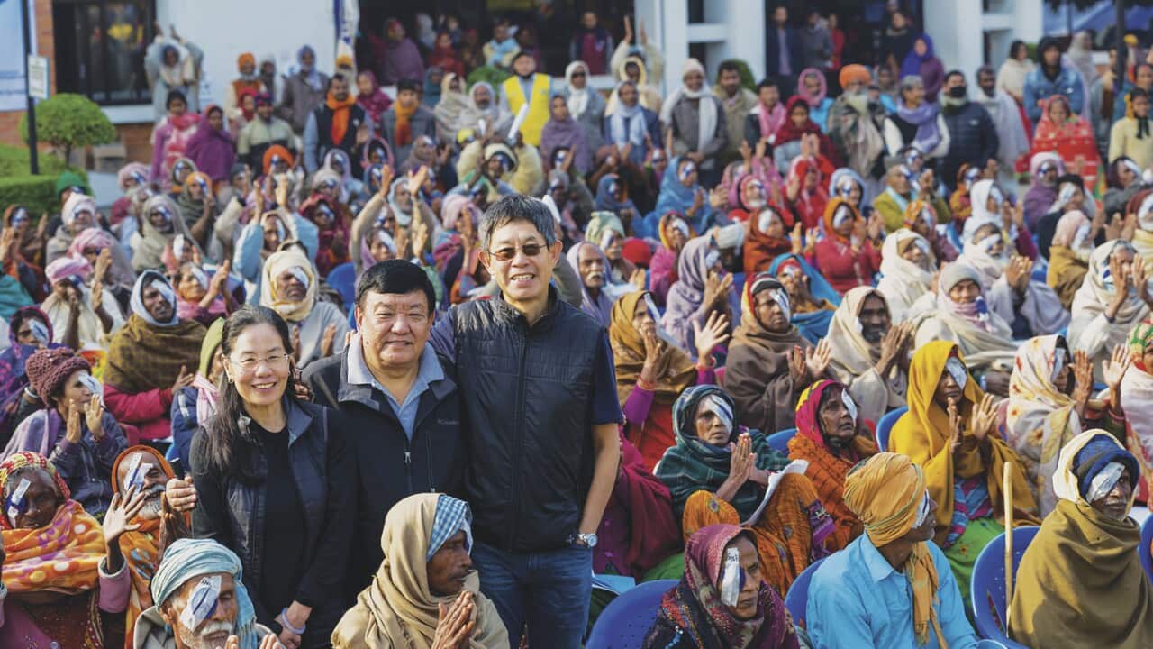 Dr Sanduk Ruit with Mei and Chui Chi Wen. Hetauda Eye Camp 2017.