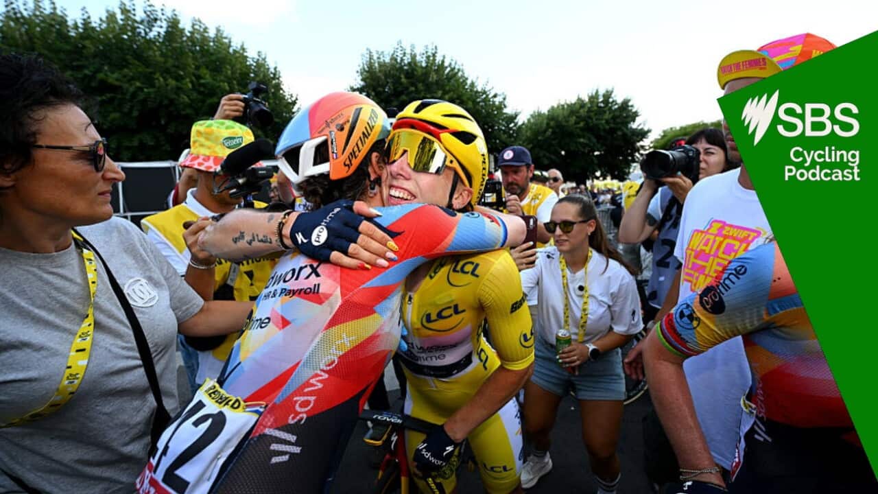 GENEVA, SWITZERLAND - AUGUST 02: Stage winner Lorena Wiebes of Netherlands and Team SD Worx - Protime - Yellow leader jersey reacts after the 5th Tour de France Femmes 2026, Stage 2 a 147.9km stage from Aigle to Geneva / #UCIWWT / on August 02, 2026 in Geneva, Switzerland. (Photo by Tim de Waele/Getty Images)