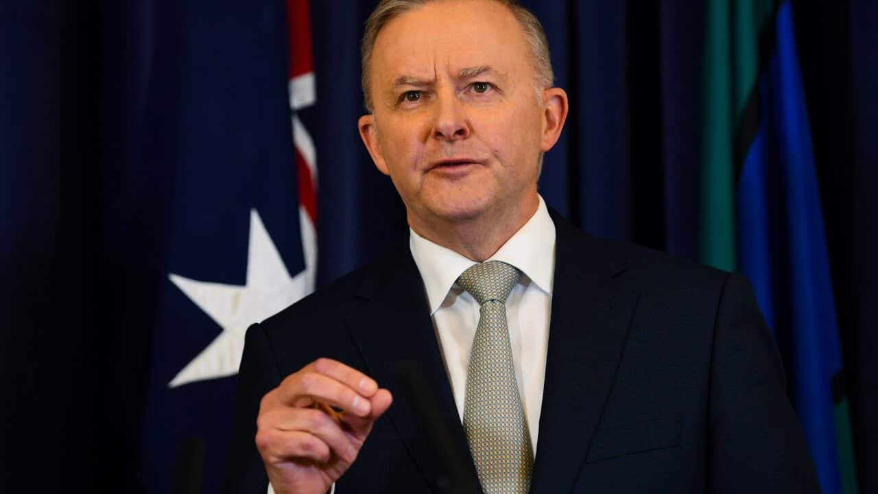 Australian Opposition Leader Anthony Albanese speaks to the media during a press conference at Parliament House in Canberra, Tuesday, October 26, 2021. (AAP Image/Lukas Coch) NO ARCHIVING