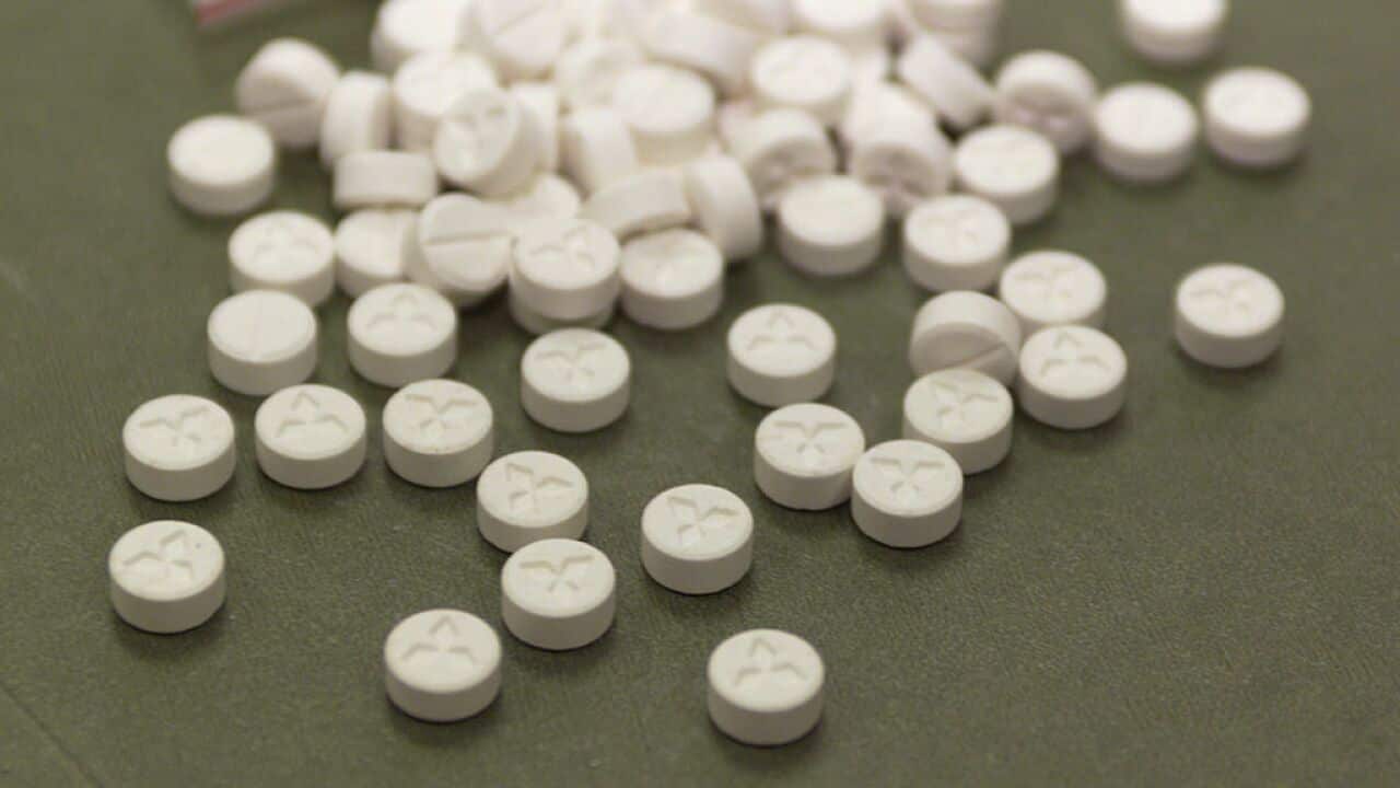 Eine Packung der Droge Ecstasy