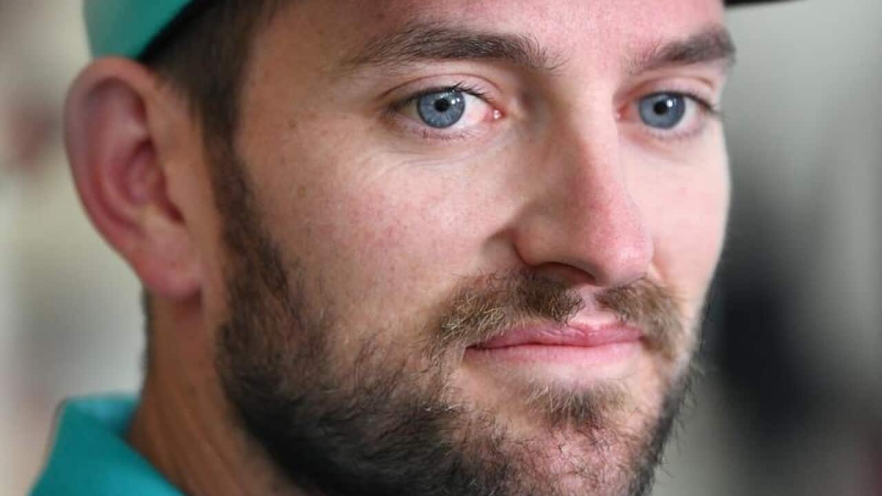 South Australian Redbacks cricket player Chadd Sayers speaks to media