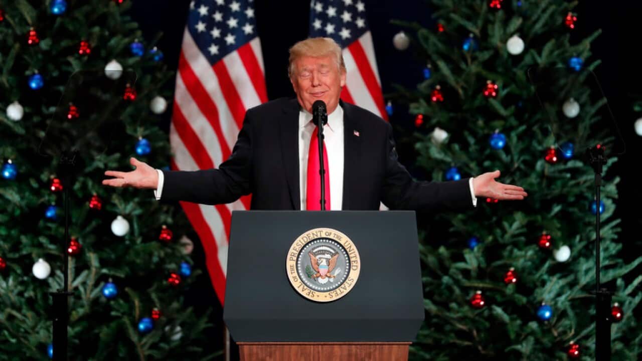 President Donald Trump speaks about tax reform in St. Charles, Missouri.